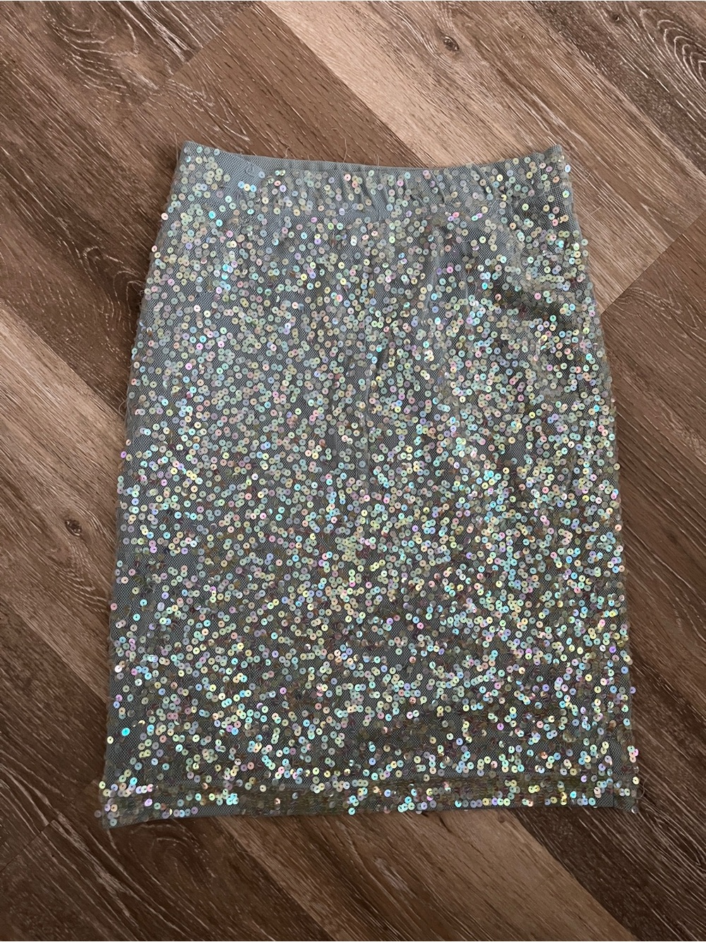 Vintage Light Blue Sequin Midi Skirt
